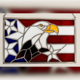 Stained Glass Flag & Eagle Suncatcher item