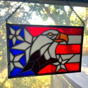 Stained Glass Flag & Eagle Suncatcher item