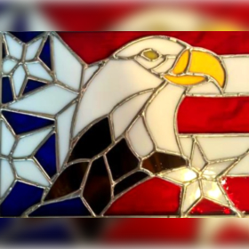 Stained Glass Flag & Eagle Suncatcher item