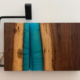 Photo of Artisan Walnut & Aqua Resin Charcuterie Board