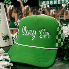 Embroidered "Sting 'Em" Green Checkered Hat item