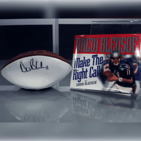 Drew Bledsoe Autographed Football and Book item