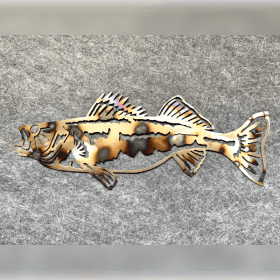 Reel in Coastal Charm: Torch-Finished Metal Fish Art item