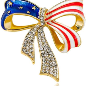 USA Flag Brooch - gold with Cubic Zirconia rhinestones item