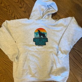 Grey Hooded Sunrise Wolf Sweatshirt item