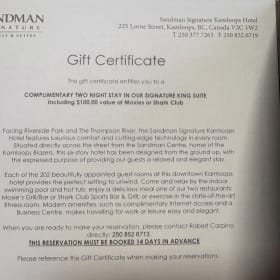 Two-Night Sandman Signature Kamloops Getaway item