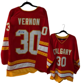 Mike Vernon Replica Calgary Flames Signed with COA Jersey item