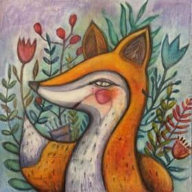 Toile Renard Fleuri item