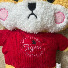 Large Stuff Tiger with a South School removable sweater item