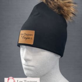 Tuque noir pompon vrai fourrure item