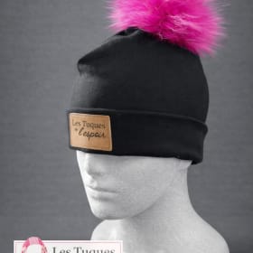 Tuque noir pompon fushia item