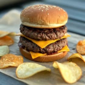 The Hat Trick Combo (dbl cheeseburger; drink; bag of chips) item