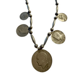 Vintage Hand-Strung U.S. Coin Pendant Necklace item