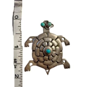 Vintage Sterling Silver & Turquoise Turtle Pendant item
