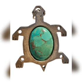 Vintage Sterling Silver & Turquoise Turtle Pendant item