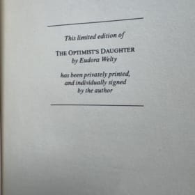 Signed Eudora Welty Collector's: The Optimist's Daughter item