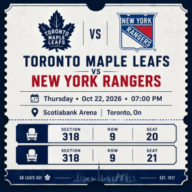 Toronto Maple Leafs v NY Rangers Tickets - MSRP $500 item