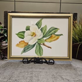 Magnolia Flower Porcelain Framed Tile Plate, YoleĚ Bona item