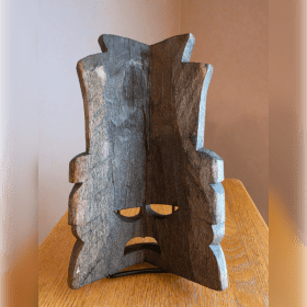 Hand-Carved Mayan/Aztec-Style Jaguar Warrior Wooden Mask item