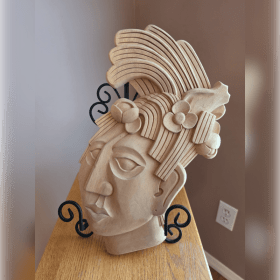 Hand-Carved Mayan/Mesoamerican Style Relief Head item