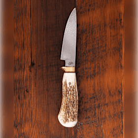 150 Layer 4" Damacus Blade w Whitetale Antler Handle item