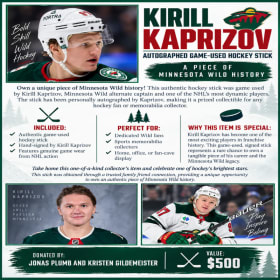 Kirill Kaprizov Signed MN Wild Hockey Stick ($500 Value) item