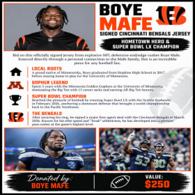 Boye Mafe Signed Bengals Jersey ($250 Value) item