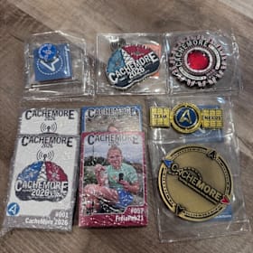 Photo of Set of 5 CacheMore Geocoins + Pathtags + Trading Cards