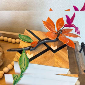 Handcrafted St. Lucian Wooden Flower & Hummingbird item