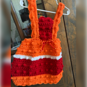 Hand-Crocheted Orange Sleeveless Dress | 1-2 years item