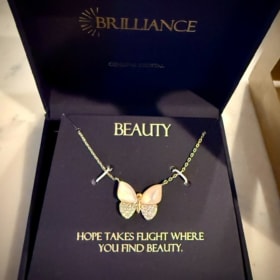 Golden butterfly crystal necklace item