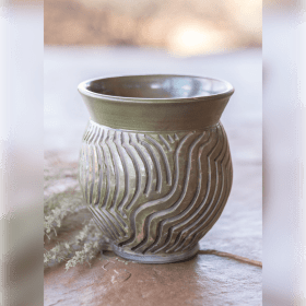 #1 - Wide Raku Carved Pot item