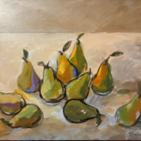 "Tableau of Pears" - Acrylic Painting by Paul Shalansky item