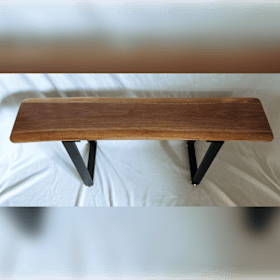 Photo of Black Walnut Live Edge Bench w/ Black Metal Legs