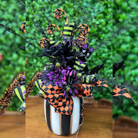 Photo of Black Cat Pumpkin Arrangrment
