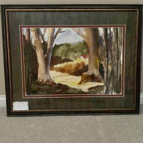 Tree & Red Barn — Original Norma Witherspoon Watercolor item