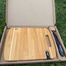 $75 Restaurant Gift Card and Cutting Board with Knife item