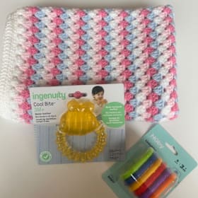 Photo of Beautiful homemade crochet baby blanket eater teether