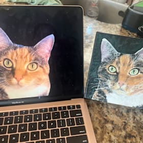 Photo of 6X6 canvas or 6X8 paper pet portrait.  hand painted