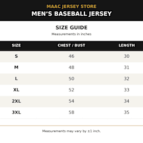 Photo of Men's Baseball Sizing Chart