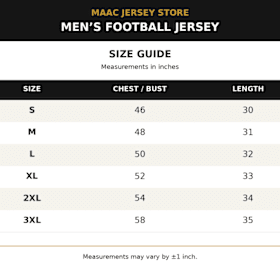 Photo of Football Men's Sizing Chart