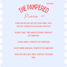 Photo of PAMPERED PIONEER #4- 10th Grade Class Package