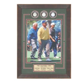Photo of Arnold Palmer, Jack Nicklaus & Tiger Woods Shadowbox
