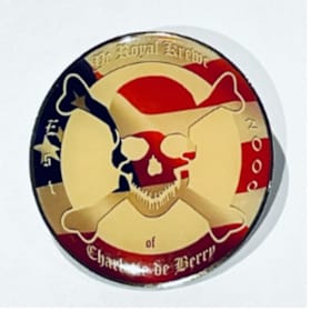 Photo of Red, White, & Blue Skull & Crossbones Logo Pin