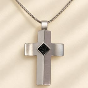 Photo of Men's 925 Sterling Silver & 10K Gold Cross Necklace w/ nano
