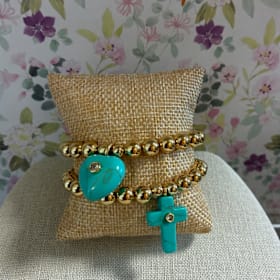 Photo of Turquoise Cross & Heart Bracelet Set (Set of 2)