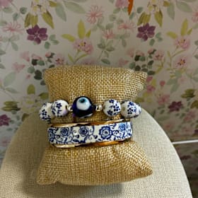 Photo of Blue & White Cuff & Bracelet Set (Set of 2)