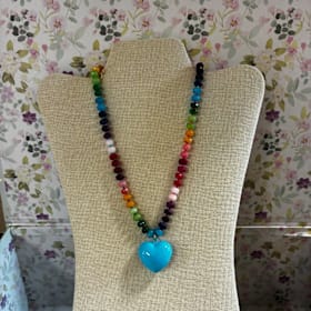 Photo of Multi-Colored Stone Necklace with Turquoise Heart