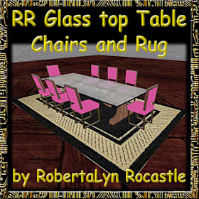 Photo of RR GLASS TOP TABLE AND CHAIRS and Rug