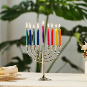 Photo of Multi Color Honeycomb Beeswax Hanukkah Candles
